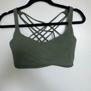 Lululemon Free to Be Bra Sage Green Strappy Sports Size 10